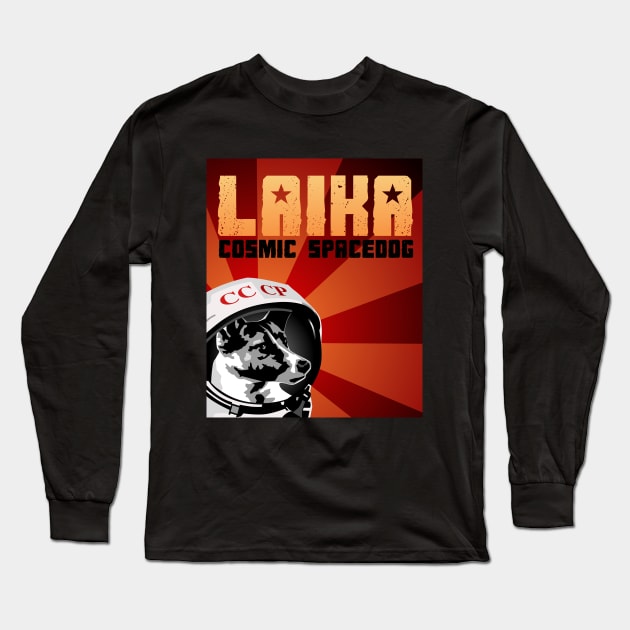 Laika- Cosmic Spacedog Long Sleeve T-Shirt by solublepeter